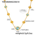 Gold Steel Ball Station Czech Glass Pendant Necklace Colors view 11