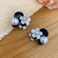 Mini Black Claw Clips Acrylic Flower Pearl Rhinestone White Pink view 6