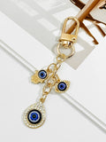 Blue Evil Eye Keychain With Rhinestone Teardrop And Hamsa Hand view 9
