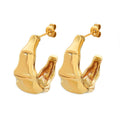 Bamboo Segment Open C Hoop Earrings In Gold Or Steel view 5