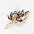 Two Leaf Crystal Branch Brooch in Four Rich Colorways view 3