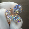 Gold Tone Double Round Clear CZ Drop Stud Earrings Pair view 3