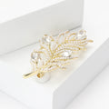 Pearl Crystal Feather Brooch Gold Or Silver Tone Metal view 3
