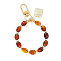 Coffee Bean Bead Bracelet Keychain With Crystal Accent view 5