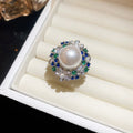 Pearl Crystal Floral Necklace Earrings Ring Jewelry Pieces view 6