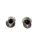 Silver Tone Textured Disc Stud Earrings With Black Centers view 5