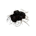 Fabric Petal Flower Hair Claw With Black Feather Fringe In Red Or Black view 5