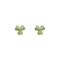 Mint Green Mini Three Leaf Clover Matte Stud Earrings Pair view 5