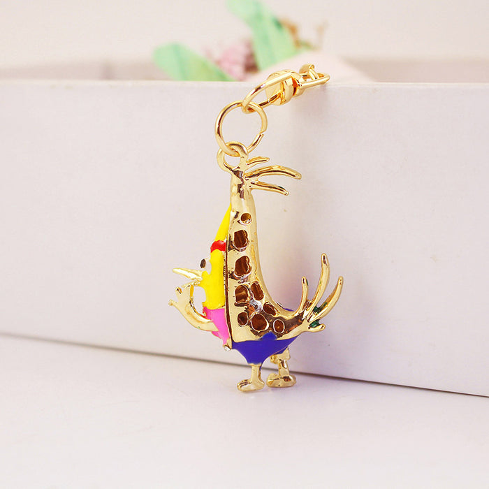 Cute Rooster Chicken Keychain Zinc Alloy Animal Bag Charm