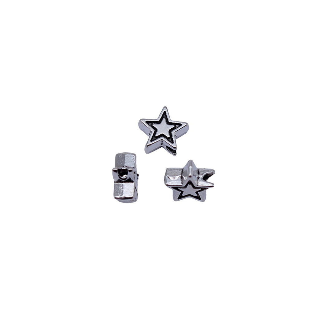 7.3x7.3x3mm 0.36g Antique Silver Zinc Alloy Star Small Hole Spacer Beads for Bracelet Necklace DIY Making