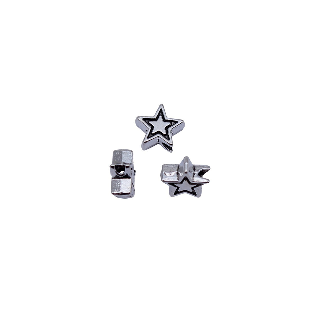 7.3x7.3x3mm 0.36g Antique Silver Zinc Alloy Star Small Hole Spacer Beads for Bracelet Necklace DIY Making
