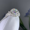 Round Solitaire Halo Two-Ring Set In Polished Silver Tone view 2