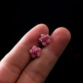 Pink Faceted Stone Cluster Flower Small Stud Earrings view 2