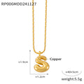 Gold Balloon Letter Pendant Necklaces Copper Initial Charms A-Z view 9