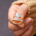 Three-Piece Round Clear Stone Ring Set In Gold, Silver, And Rose Tones view 3