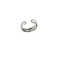 Silver Multi Band Twisted Open Adjustable Ring Band view 5
