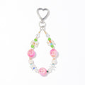 Pink Beaded Phone Bag Chain Heart Clasp Flower Accents view 5
