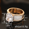 Oval Solitaire Halo Multi-Row Wide Ring In Red Or Clear Gold Tone view 4