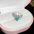 Silver Blue Green Crystal Oval Stud Earrings Matching Rings view 7