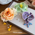 Fabric Flower Duckbill Hair Clips Peach Mint Purple Orchid view 4