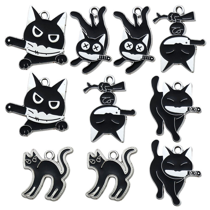 Black Black Cat Metal Charms with 5 Listed Options
