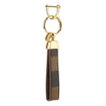 Classic Patterned Leather Wrist Strap Keychain in Brown and Tan view 4
