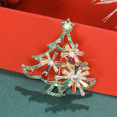 Front view of a layered Christmas tree with crystal garlands and flower accents