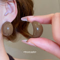 Chunky Resin Curved Stud Earrings In Three Colors Statement Jewelry view 4