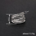 Silver Tone Multi Row Black Stone Pave Wide Finger Ring view 4