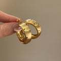 Wide Polka Dot Hoop Earrings in Gold and Silver Tone view 6