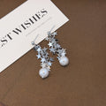 Silver Tone Star Cascade White Pearl Look Earrings view 3