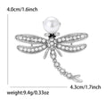 Pearl Head Dragonfly Brooch Rhinestone Wings Silver or Gold view 6