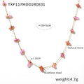 Gold Pink Natural Stone Chip Necklace Bracelet Set view 6