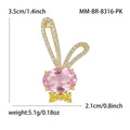 Gold Tone Pink Crystal Rabbit Ear Brooch Yellow Bow Pin view 5