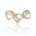 Triple Heart Brooch with White Pearl Accents Decorative Metal Pin view 1
