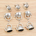 Dimensional Kettle Charms with Hinged Handle in Silver Finish view 6