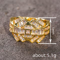 Geometric Baguette Zircon Wide Band Ring Gold White Tone view 4