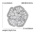 Silver Tone Crystal Flower Brooch With Layered Petals view 6