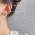 Gold Tone Double Row Clear Stone Huggie Hoop Earrings For Women view 2
