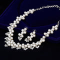 Black Silver Tone Pearl Crystal Collar Crystal Metal Necklace view 3