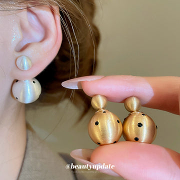 Gold And Silver Tone Dotted Disc Stud Earrings Jewelry Accessory