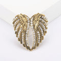 Antique Gold Silver Angel Wing Heart Crystal Brooch Pins view 6