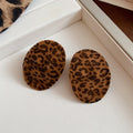 Leopard Flocked Open Circle Stud Statement Earrings view 6