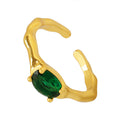 Open Adjustable Ring Green Oval Zircon Copper Alloy Band view 5