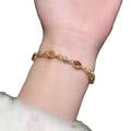 Gold Tone Oval Cabochon Rhinestone Link Bracelets 2 Colors view 5