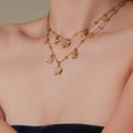 Gold Multi-Charm Satellite Necklace Pavé Bow Butterfly Heart view 2