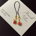 Red Rose Enamel Phone Strap Charm with Gold Tone Hardware view 4