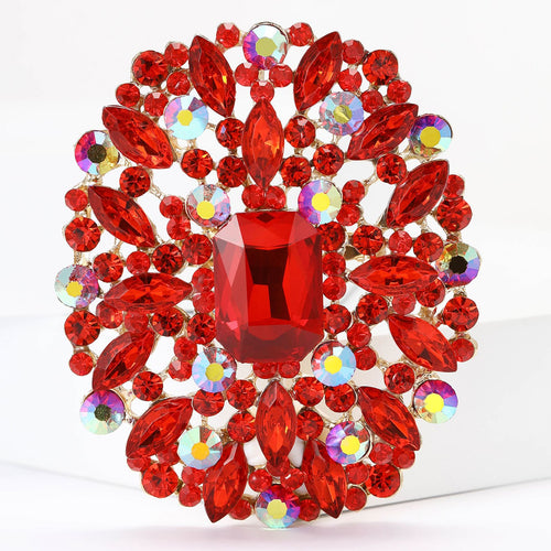 large round crystal cluster brooch, alternate product view