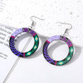 Silver Tone Colorful Patterned Openwork Acrylic Hook Earrings view 3