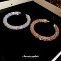 Thick Ribbed Crystal Open Cuff In Gold Or Silver Tone view 4